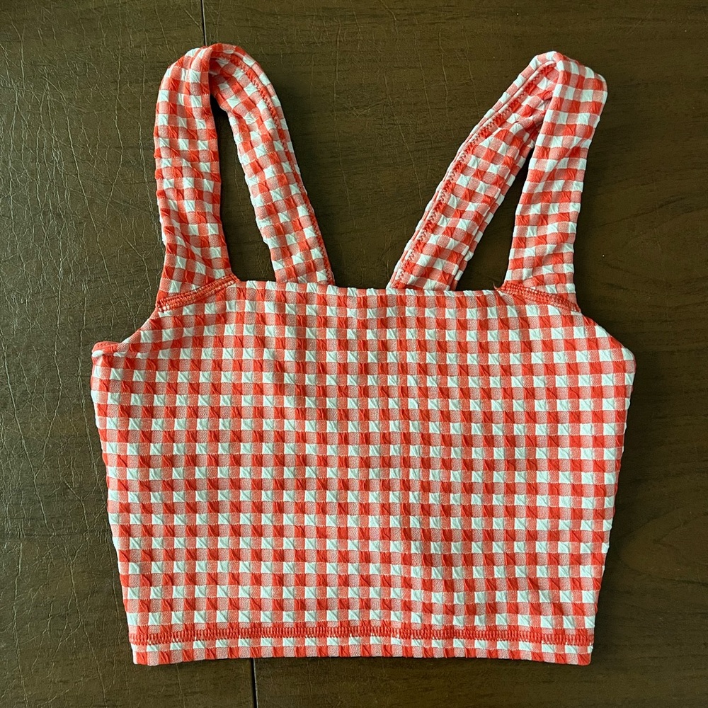 Red and white gingham crop top